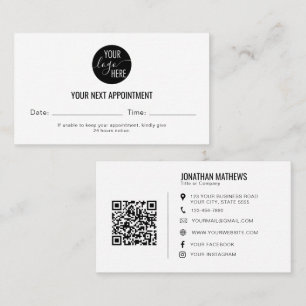 Minimalist Company Logo Next QR Code Appointment Card