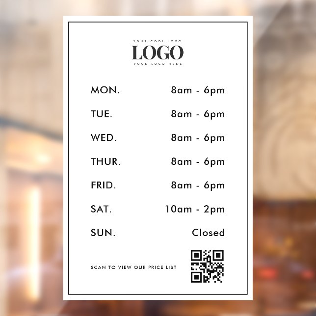 Minimalist Company Logo Opening Hours QR Code Scan (Sheet 2)