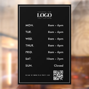 Minimalist Company Logo Opening Hours QR Code Scan