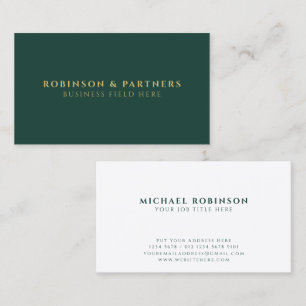 Minimalist Company Name Dark Green Business Card