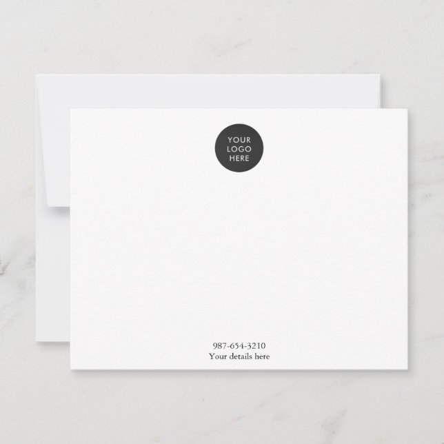 Minimalist Company Square Round Logo Note Card (Front)