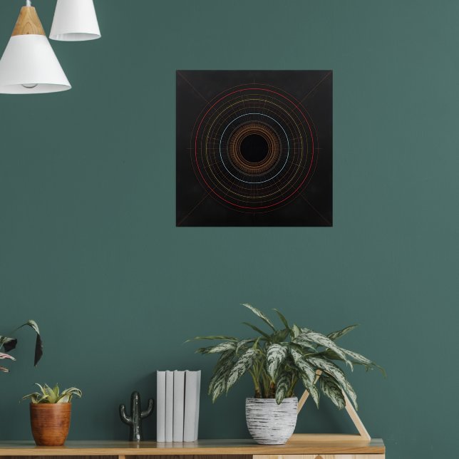 Minimalist Concentric Circles Geometry Art Print (Living Room 1)