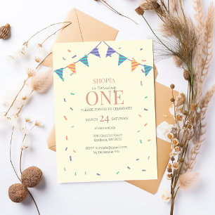 Minimalist Confetti  1st Birthday Invitation