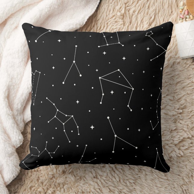 Minimalist Constellation Pattern in Black & White Cushion (Blanket)