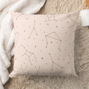 Minimalist Constellation Pattern in Pink & Brown Cushion