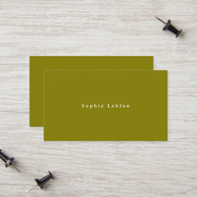 Minimalist Contact Card Olive (Front/Back In Situ)