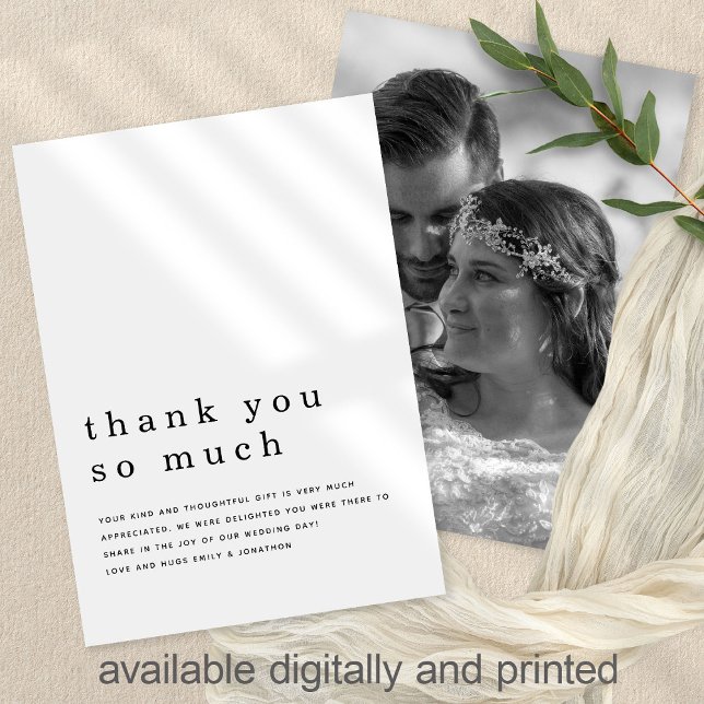 Minimalist Contemporary Newlywed Photo Thank You Card (Creator Uploaded)