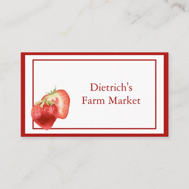 Minimalist Contemporary Strawberry Business Card (Front)