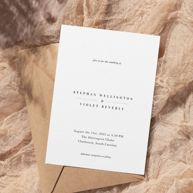 Minimalist Contemporary Timeless White Wedding Invitation (Creator Uploaded)