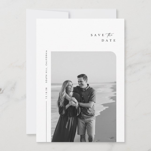 Minimalist Contemporary Wedding Photo Save The Date (Front)
