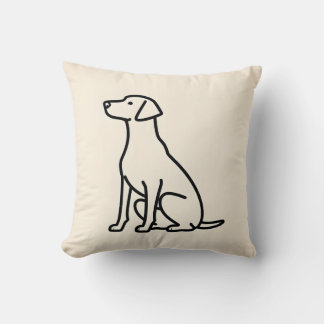 Minimalist Continuous Line Art of a Sitting Dog Cushion