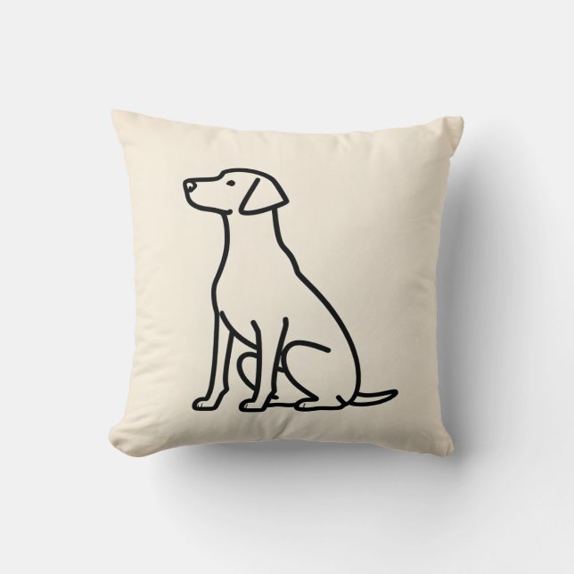 Minimalist Continuous Line Art of a Sitting Dog Cushion (Front)