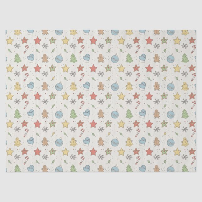 Minimalist Cookie Doodles Christmas Tissue Paper (Front)