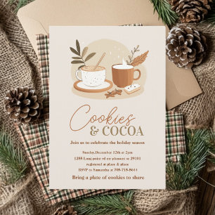 Minimalist Cookies & Cocoa Party   Neutral Holiday Invitation