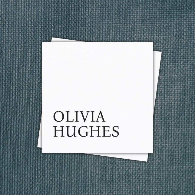 Minimalist Cool Black White Bold  Square Business Card (Creator Uploaded)