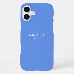 Minimalist, Cool Blue Customised Name or Monogram iPhone 16 Plus Case