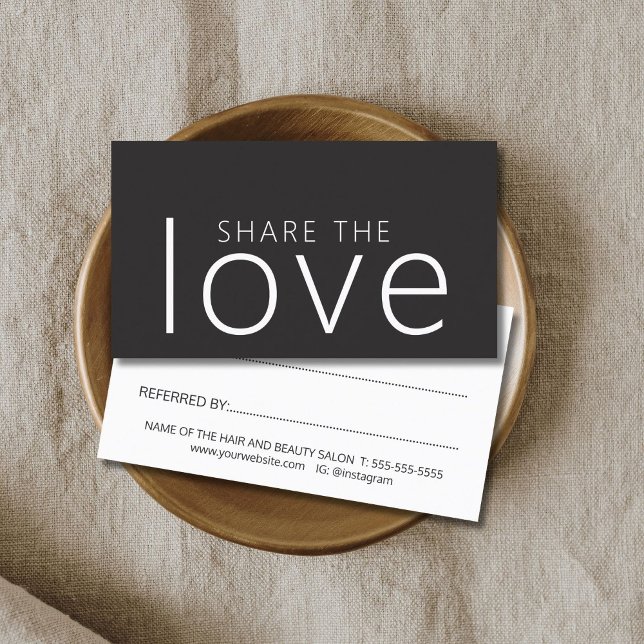 Minimalist Cool Bold Ivory Black White Salon Referral Card (Creator Uploaded)