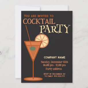 Minimalist cool Christmas cocktail party corporate Invitation