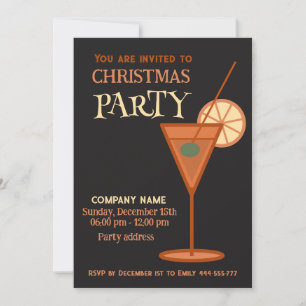Minimalist cool Christmas cocktail party corporate Invitation
