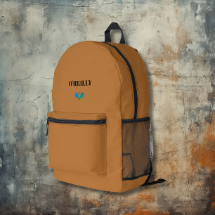 Minimalist Copper Brown Modern Monogram Pickleball Printed Backpack
