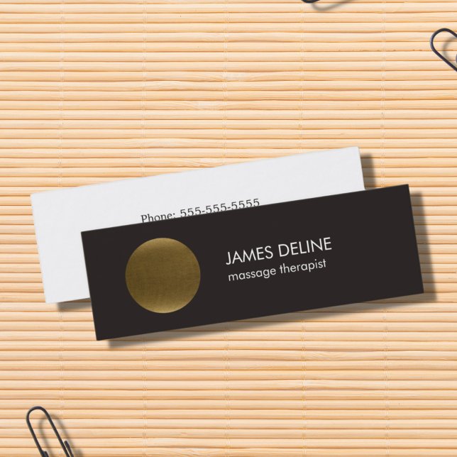 Minimalist Copper Circle Massage Therapist Mini Business Card (Creator Uploaded)