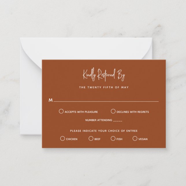 Minimalist Copper Modern Mini Wedding RSVP Card (Front)
