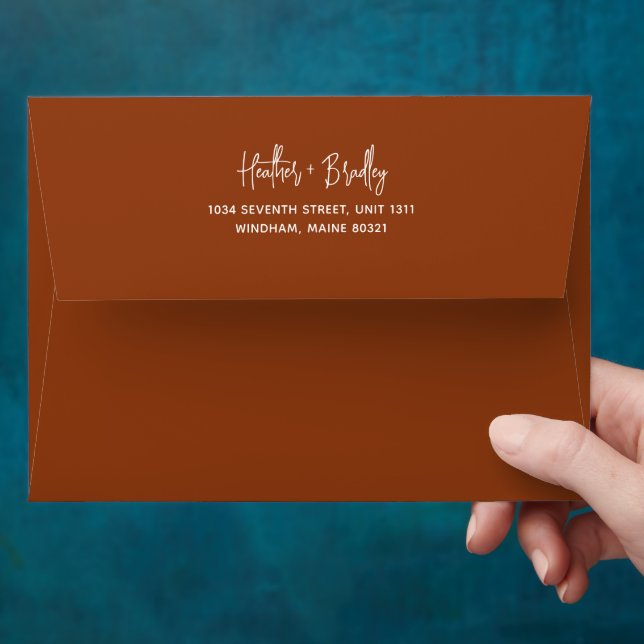 Minimalist Copper Modern Wedding Envelope (Hand)