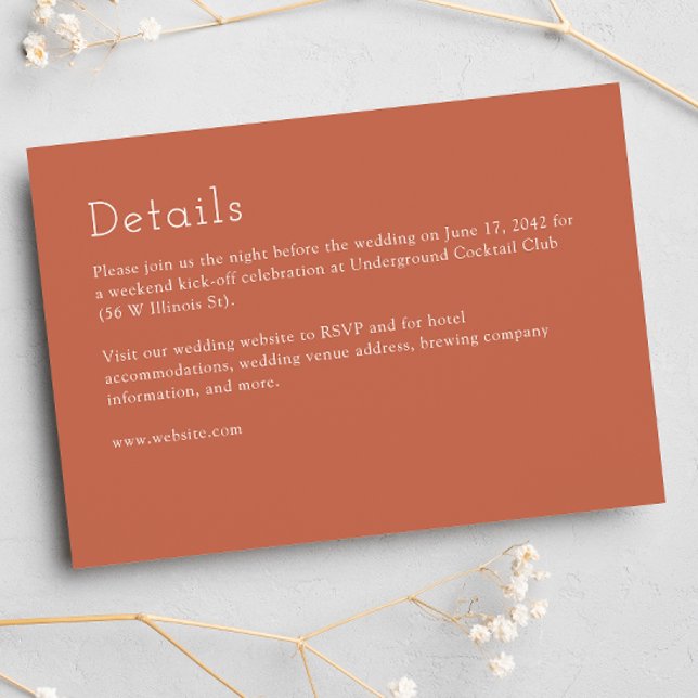 Minimalist Copper Red Wedding Enclosure Card (Creator Uploaded)