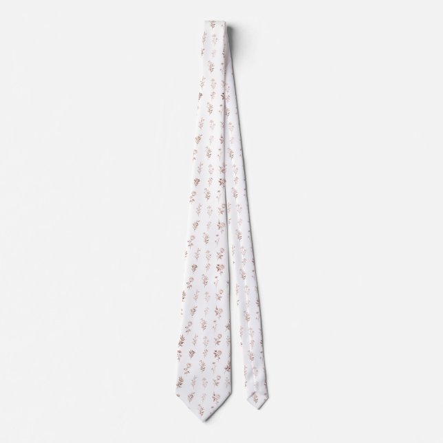 Minimalist Copper Rose Botanical Wedding Tie (Front)