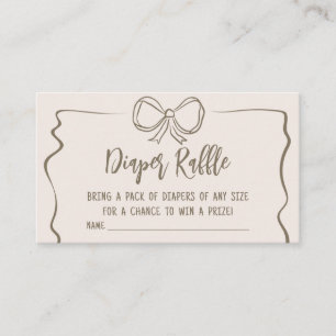 Minimalist Coquette Baby Shower Diaper Raffle Enclosure Card