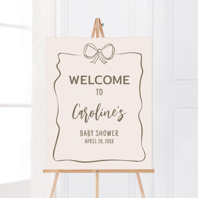 Minimalist Coquette Baby Shower Welcome Poster (Minimalist Coquette Baby Shower Welcome Sign)