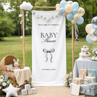 Minimalist Coquette Bow Baby Shower Welcome Banner