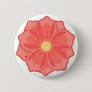 Minimalist Coral Pink Flower Blossom graphic 6 Cm Round Badge