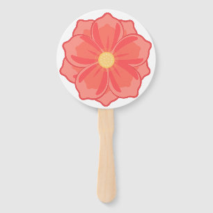 Minimalist Coral Pink Flower Blossom graphic Hand Fan