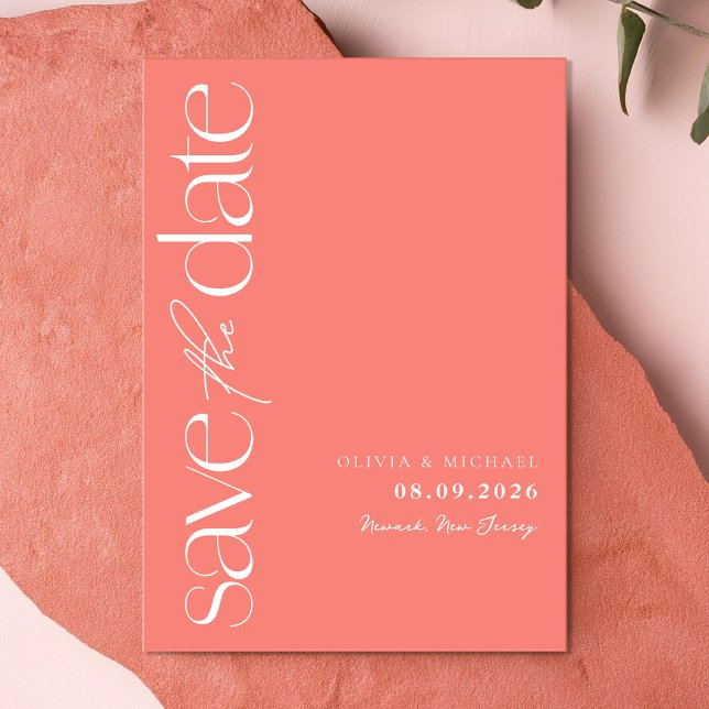 Minimalist Coral Pink Modern Wedding Save The Date (Creator Uploaded)