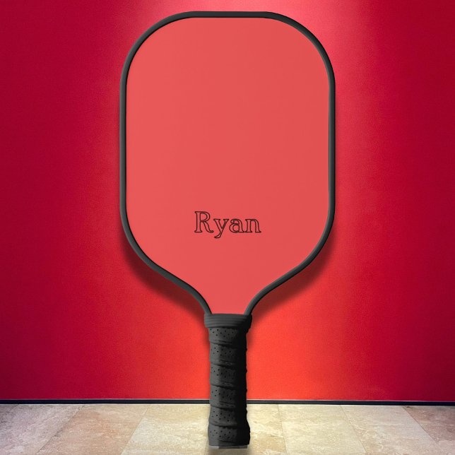 Minimalist Coral Red, Dark Name Pickleball Paddle (Creator Uploaded)