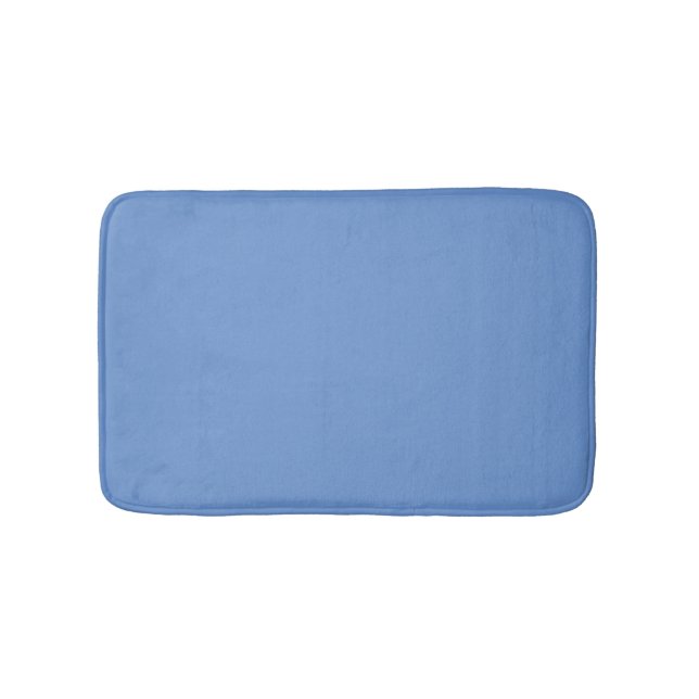 Minimalist cornflower blue solid elegant modern bath mat (Front)