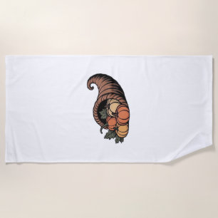 Minimalist Cornucopia Thanksgiving Design Classic Beach Towel