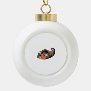 Minimalist Cornucopia Thanksgiving Design Classic Ceramic Ball Christmas Ornament