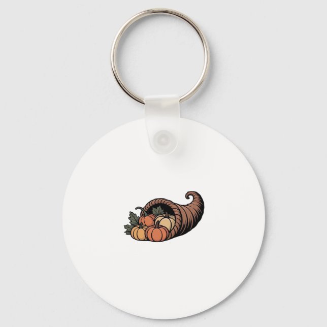 Minimalist Cornucopia Thanksgiving Design Classic  Key Ring (Front)