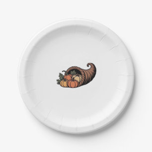 Minimalist Cornucopia Thanksgiving Design Classic  Paper Plate