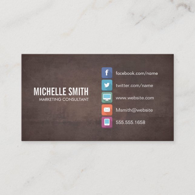 Minimalist Corporate | Brown Texture Business Card (Front)