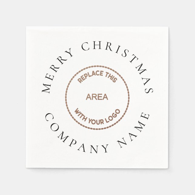 Minimalist Corporation Logo Name Merry Christmas  Napkin (Front)