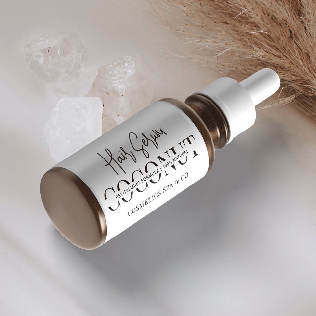 Minimalist Cosmetic Dropper Bottle Product (Trendy black and white oil bottle wrap around product label)