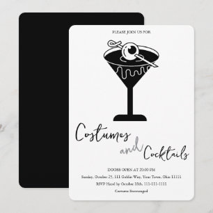 Minimalist Costumes and Cocktails Halloween Party Invitation