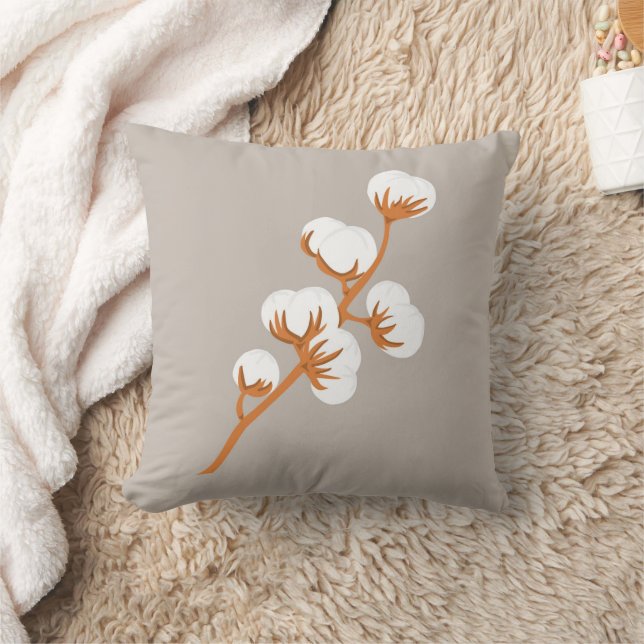 Minimalist Cotton Branch Botanical Throw Pillow (Blanket)