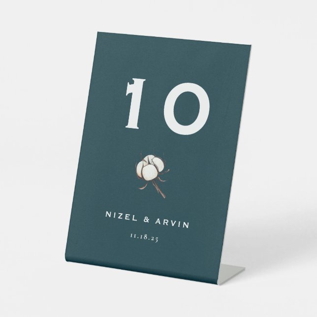 Minimalist Cotton Dark Vibrant Green Wedding Pedestal Sign (Front)