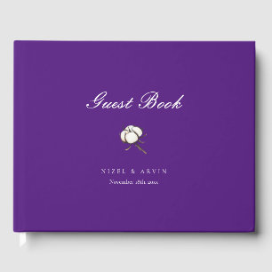 Minimalist Cotton Dark Vibrant Purple Wedding Guest Book