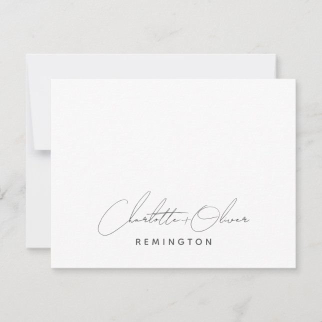 Minimalist Couple Handwritten Script Name Monogram Card (Front)
