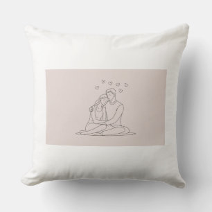  Minimalist Couple Line Art Pillow – Head on Shoul